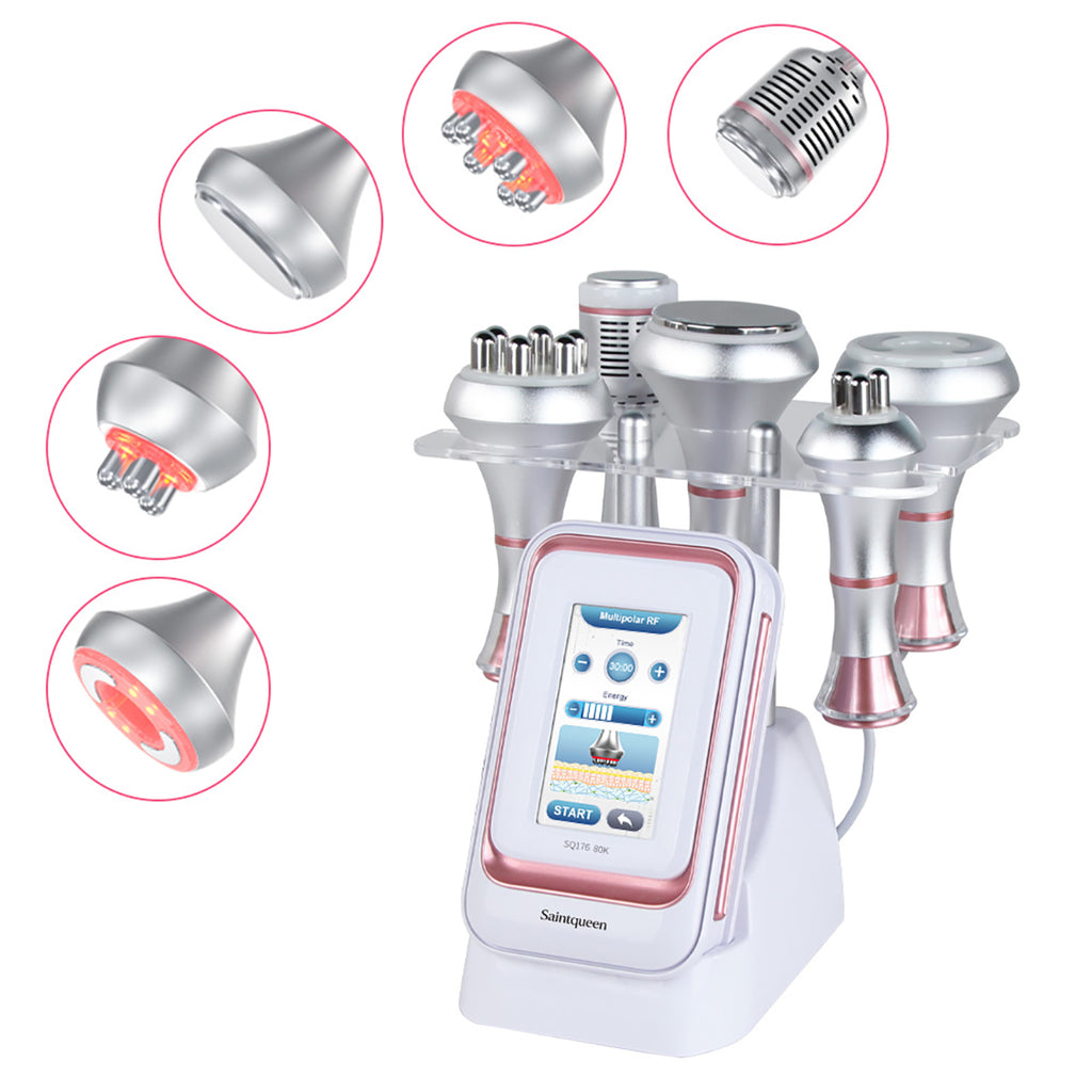 SQ176B Pro, 5in1 80K Cavitation  Machine, Multi-Polar RF Skin Firming Facial Lifting Vacuum Massage Cold Therapy Body Contouring Beauty Device for Home & Professional Salon Use