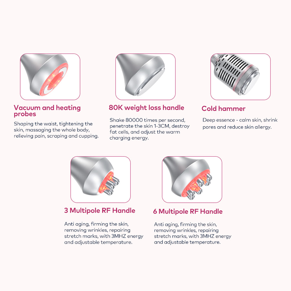 SQ176B Pro, 5in1 80K Cavitation  Machine, Multi-Polar RF Skin Firming Facial Lifting Vacuum Massage Cold Therapy Body Contouring Beauty Device for Home & Professional Salon Use