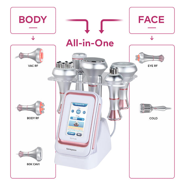 SQ176B Pro, 5in1 80K Cavitation  Machine, Multi-Polar RF Skin Firming Facial Lifting Vacuum Massage Cold Therapy Body Contouring Beauty Device for Home & Professional Salon Use