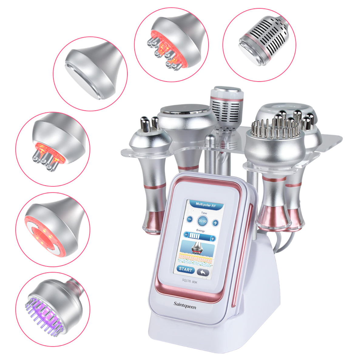 SQ176C Pro, 6in1 80K Body Sculpting Machine | Multifunctional RF Radio Frequency Body Shaping, Vacuum Massage, Cold Compress, BIO&LED Light Therapy for Face & Body Skin Tightening Body Contouring