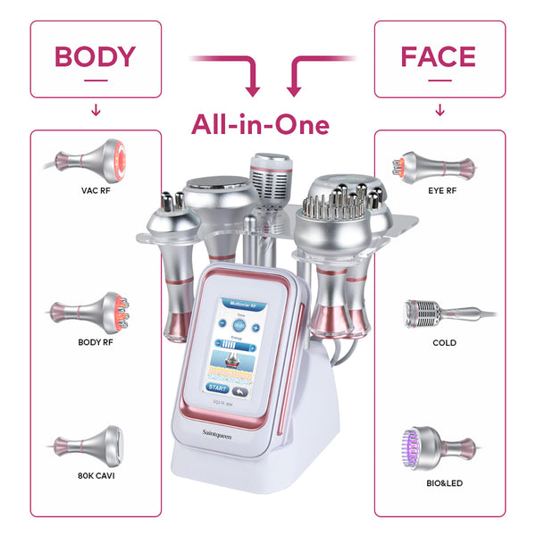 SQ176C Pro, 6in1 80K Body Sculpting Machine | Multifunctional RF Radio Frequency Body Shaping, Vacuum Massage, Cold Compress, BIO&LED Light Therapy for Face & Body Skin Tightening Body Contouring