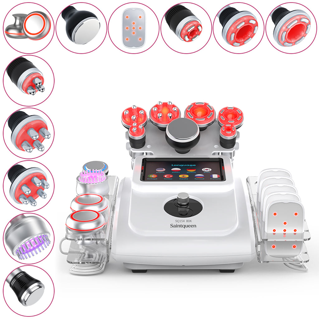 SQ154A Max, 11in1 80K Ultrasonic Cavitation Machine with Laser Board, RF Vacuum EMS Cold Hammer BIO-LED Multifunctional Body Sculpting Skin Tightening