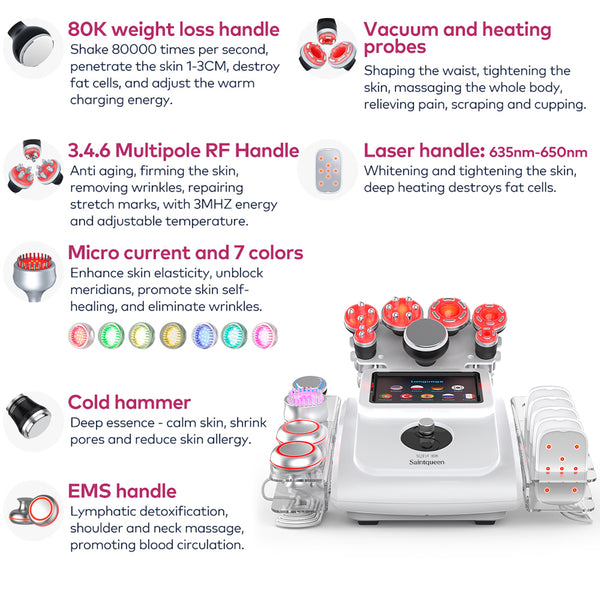 SQ154A Max, 11in1 80K Ultrasonic Cavitation Machine with Laser Board, RF Vacuum EMS Cold Hammer BIO-LED Multifunctional Body Sculpting Skin Tightening