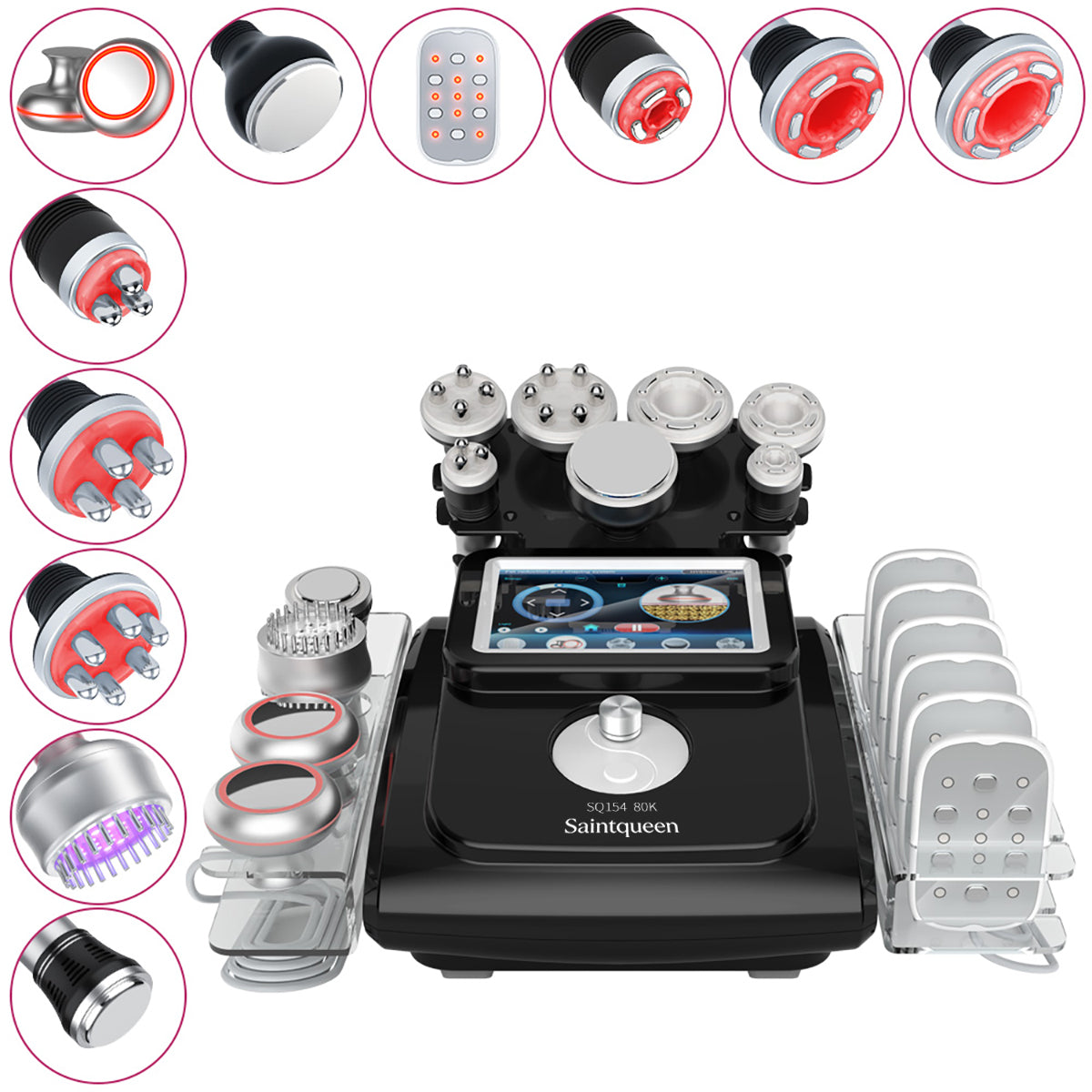 SQ154D Max, 11in1 80K Cavitation RF Vacuum Beauty Machine with Laser EMS Microcurrent Pads Professional Body & Facial Shaping Skin Lifting Main image