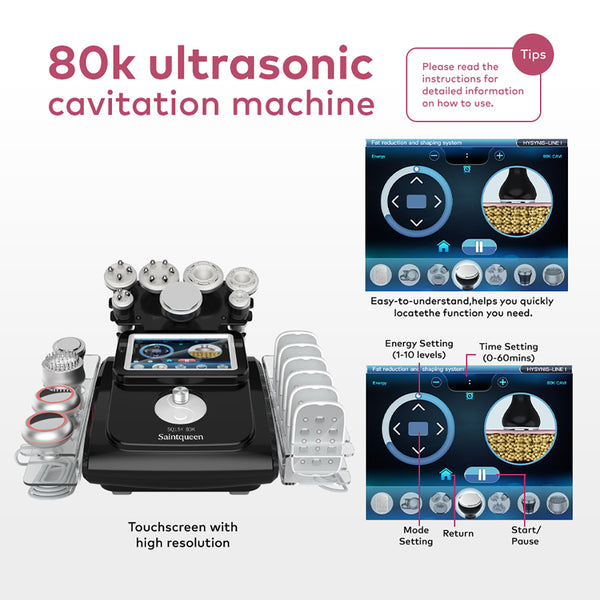 SQ154D Max, 11in1 80K Cavitation RF Vacuum Beauty Machine with Laser EMS Microcurrent Pads Professional Body & Facial Shaping Skin Lifting