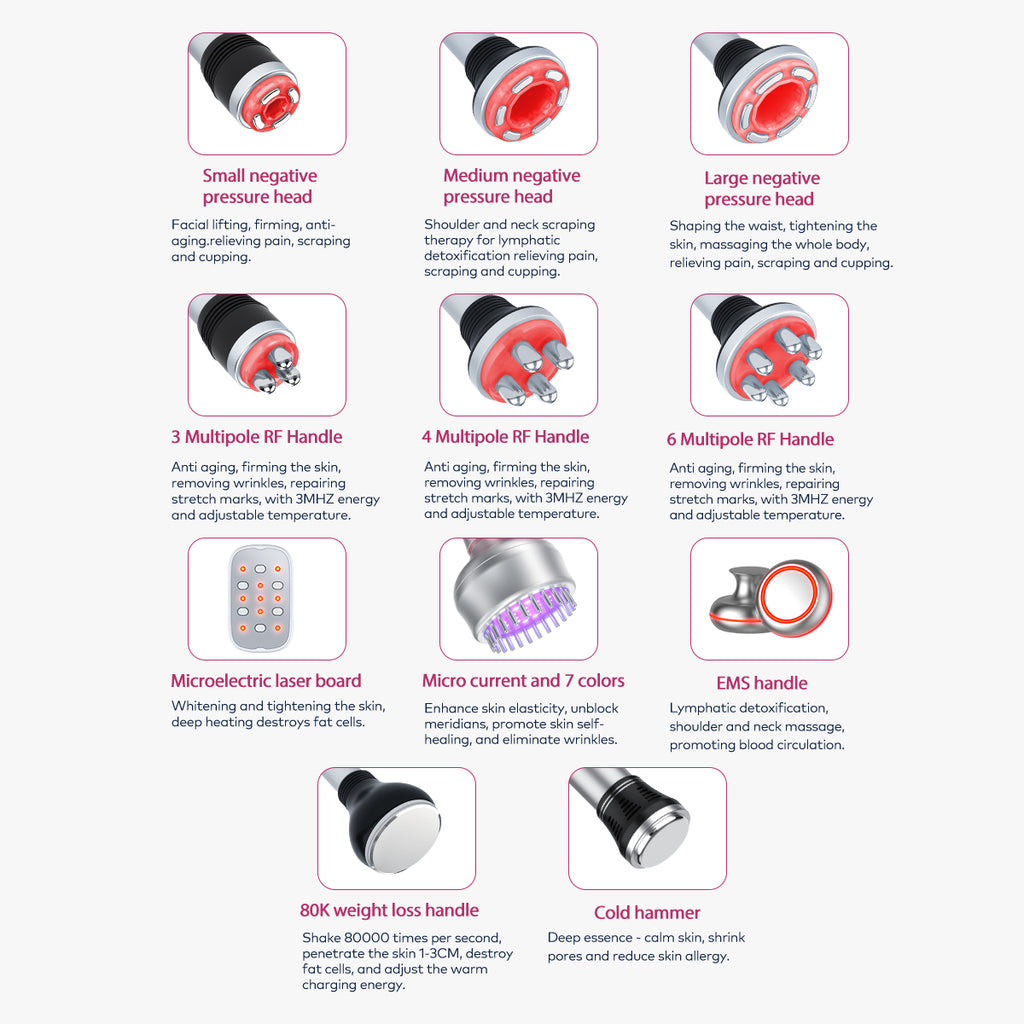 SQ154D Max, 11in1 80K Cavitation RF Vacuum Beauty Machine with Laser EMS Microcurrent Pads Professional Body & Facial Shaping Skin Lifting