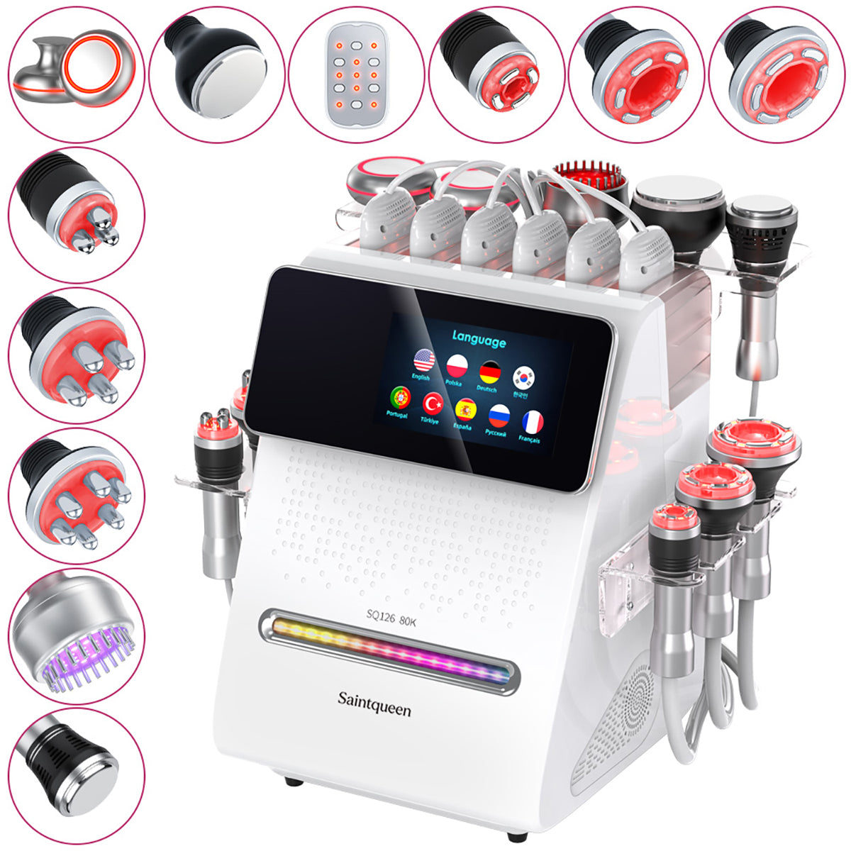 SQ126B Max, 11in1 80K Cavitation Machine Multifunctional RF Vacuum Cold Head Laser BIO-LED EMS Pads Body Sculpting Skin Lifting Beauty Device for Salon Home Use Main image