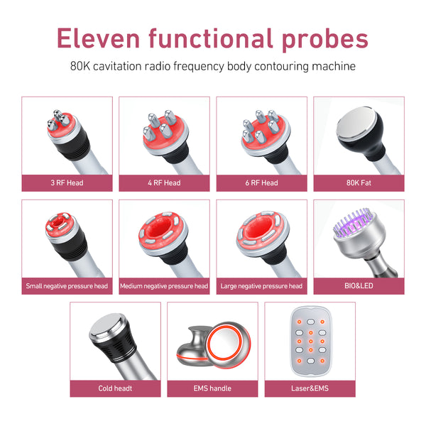 SQ126B Max, 11in1 80K Cavitation Machine Multifunctional RF Vacuum Cold Head Laser BIO-LED EMS Pads Body Sculpting Skin Lifting Beauty Device for Salon Home Use