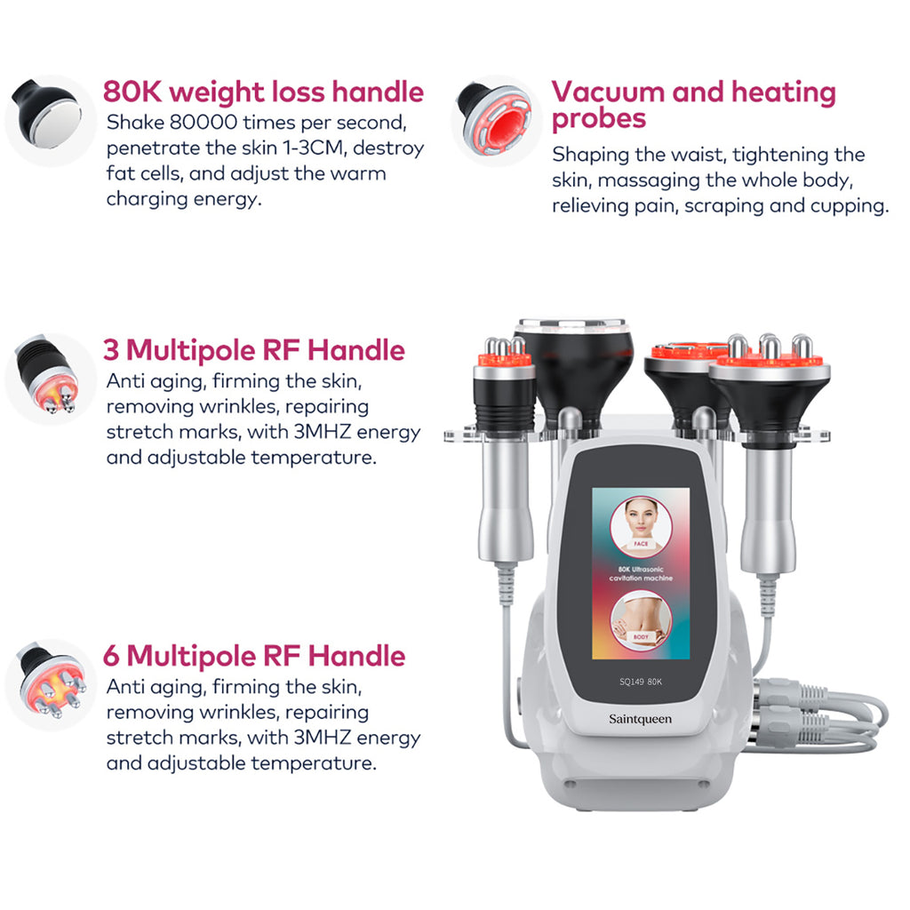 SQ149 Basic, 4in1 80K Body Sculpting Machine, Multipolar RF Skin Tightening & Negative Pressure Massage Body Contouring Device for Home Salon Use