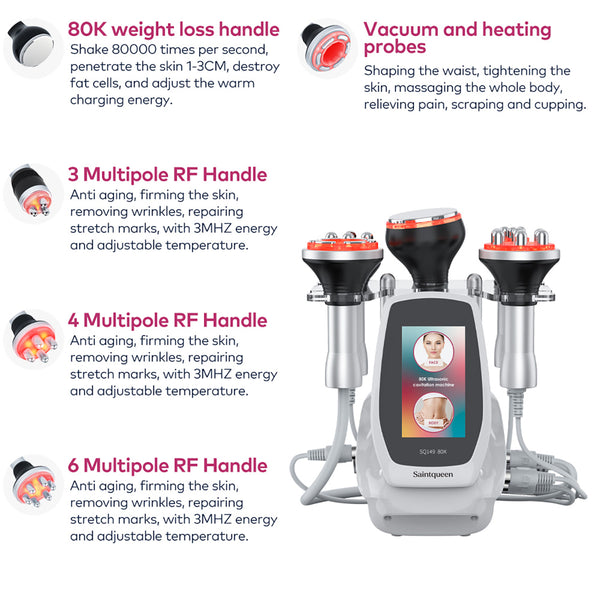 SQ149 Pro, 5in1 80K Body Sculpting Machine, Multi-Polar RF Skin Tightening Negative Pressure Massage Body Shaping Device