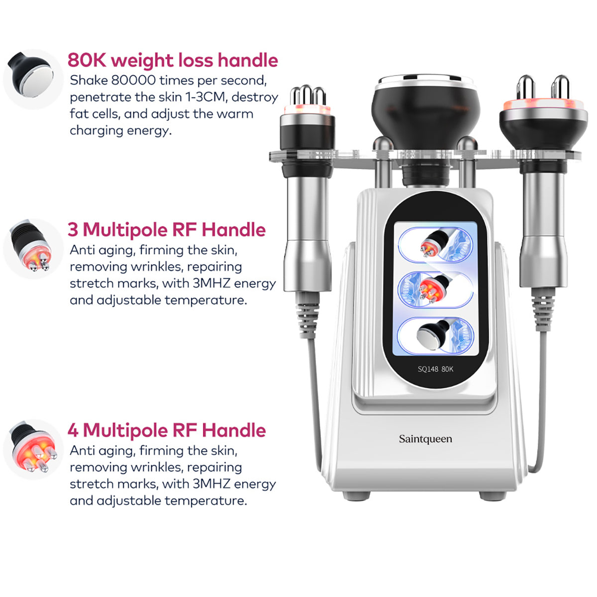 SQ148 Basic, 3in1 80K Body Machine, 3-Pole & 4-Pole RF for Skin Lifting Firming Body Shaping Toning Anti-Wrinkle Secondary image