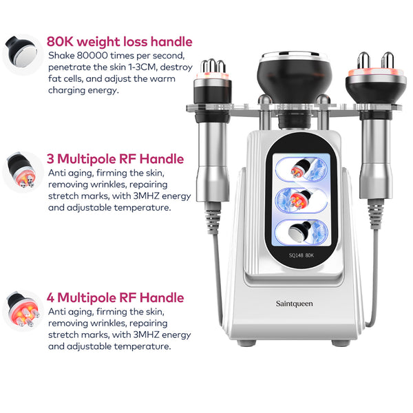 SQ148 Basic, 3in1 80K Body Machine, 3-Pole & 4-Pole RF for Skin Lifting Firming Body Shaping Toning Anti-Wrinkle