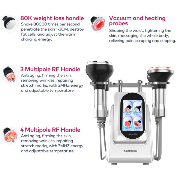 SQ148A Basic, 4in1 80K Body Machine | RF Radio Frequency Skin Tightening Negative Pressure Massage Body & Face Shaping