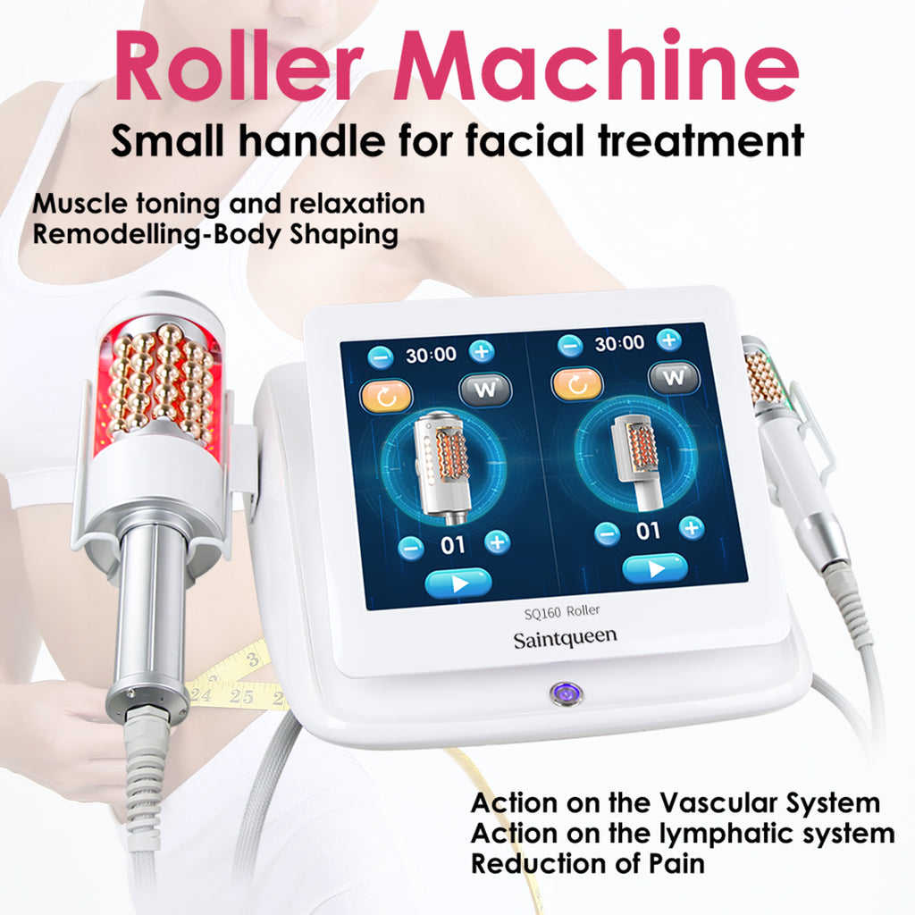 SQ160A Inner Ball Roller Machine, 360° Rotating Compression Micro-Vibration Body & Face Contouring Device with LED Light Therapy for Lymphatic Drainage, Skin Smoothing