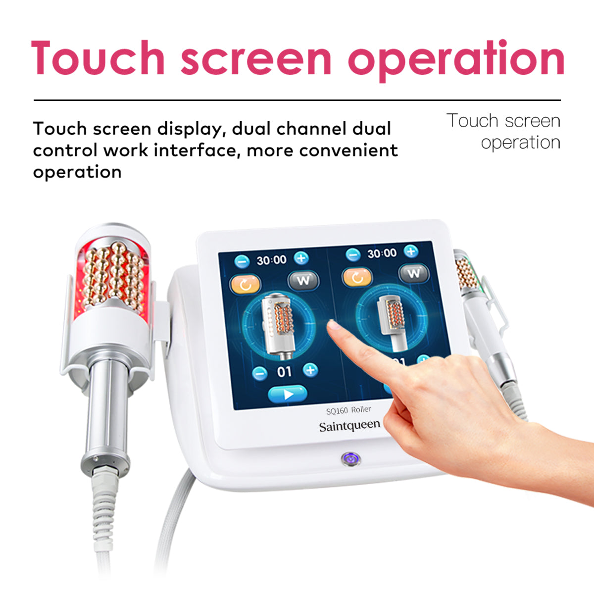 SQ160A Inner Ball Roller Machine, 360° Rotating Compression Micro-Vibration Body & Face Contouring Device with LED Light Therapy for Lymphatic Drainage, Skin Smoothing