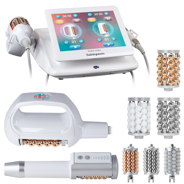 SQ160B Inner Ball Roller Machine, 360° Rotation Compression Micro-Vibration Body & Face Contouring Device, Dual Handle Lymphatic Drainage Skin Smoothing Skin Tightening