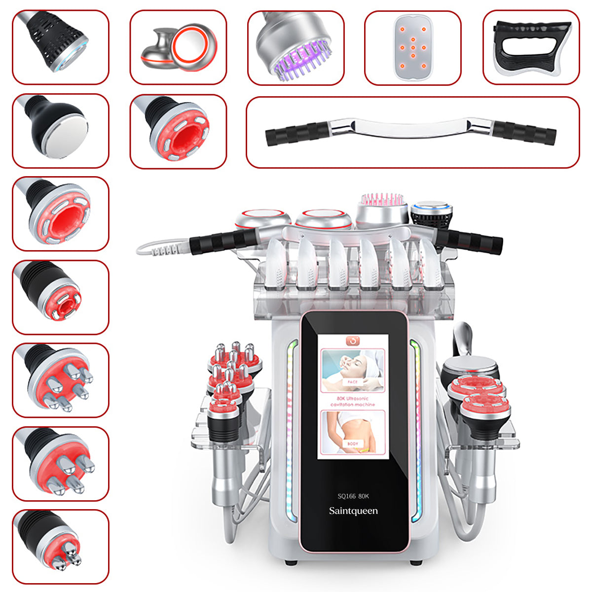 SQ166 Ultra, 13in1 80K Ultrasonic Cavitation Beauty Machine With Laser Board, Multi-Function RF Body Contouring Anti-Aging Facial & Body Toning Main image