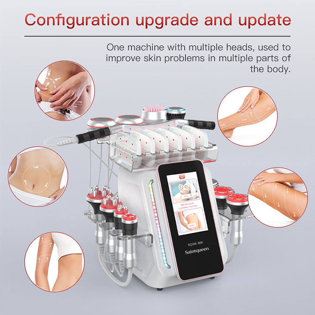 SQ166 Ultra, 13in1 80K Ultrasonic Cavitation Beauty Machine With Laser Board, Multi-Function RF Body Contouring Anti-Aging Facial & Body Toning