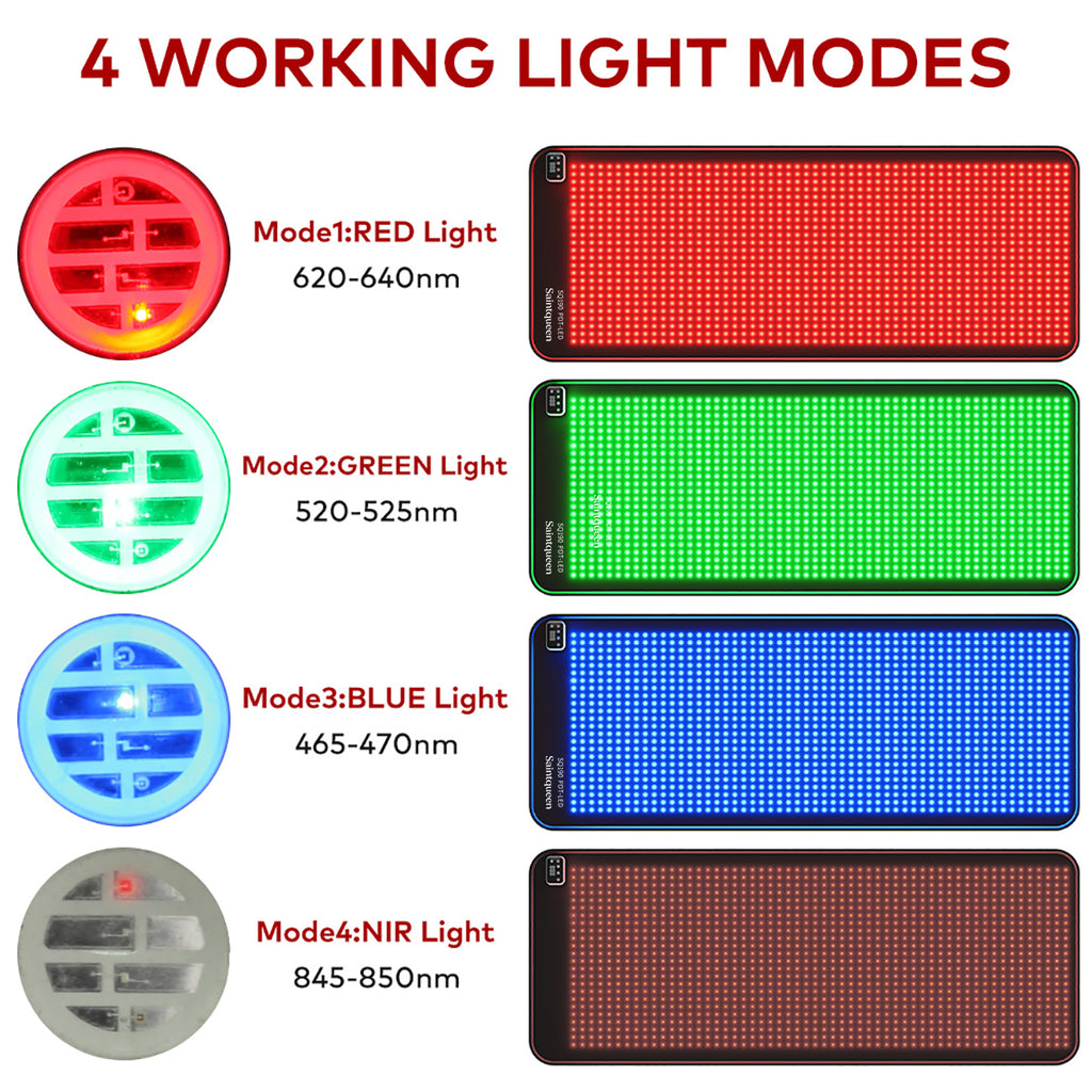 SQ190 Red Light Therapy Pad, 1344 LEDs Near-Infrared Light Therapy Mat 620-625nm 520-525nm 465-470nm 845-850nm Multi-Color Light Therapy Device