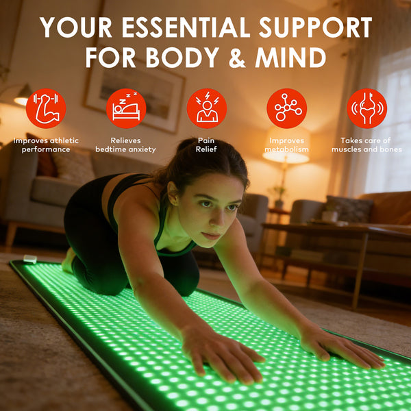 SQ190 Red Light Therapy Pad, 1344 LEDs Near-Infrared Light Therapy Mat 620-625nm 520-525nm 465-470nm 845-850nm Multi-Color Light Therapy Device