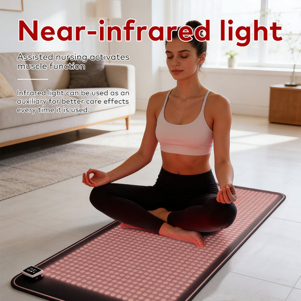 SQ190 Red Light Therapy Pad, 1344 LEDs Near-Infrared Light Therapy Mat 620-625nm 520-525nm 465-470nm 845-850nm Multi-Color Light Therapy Device
