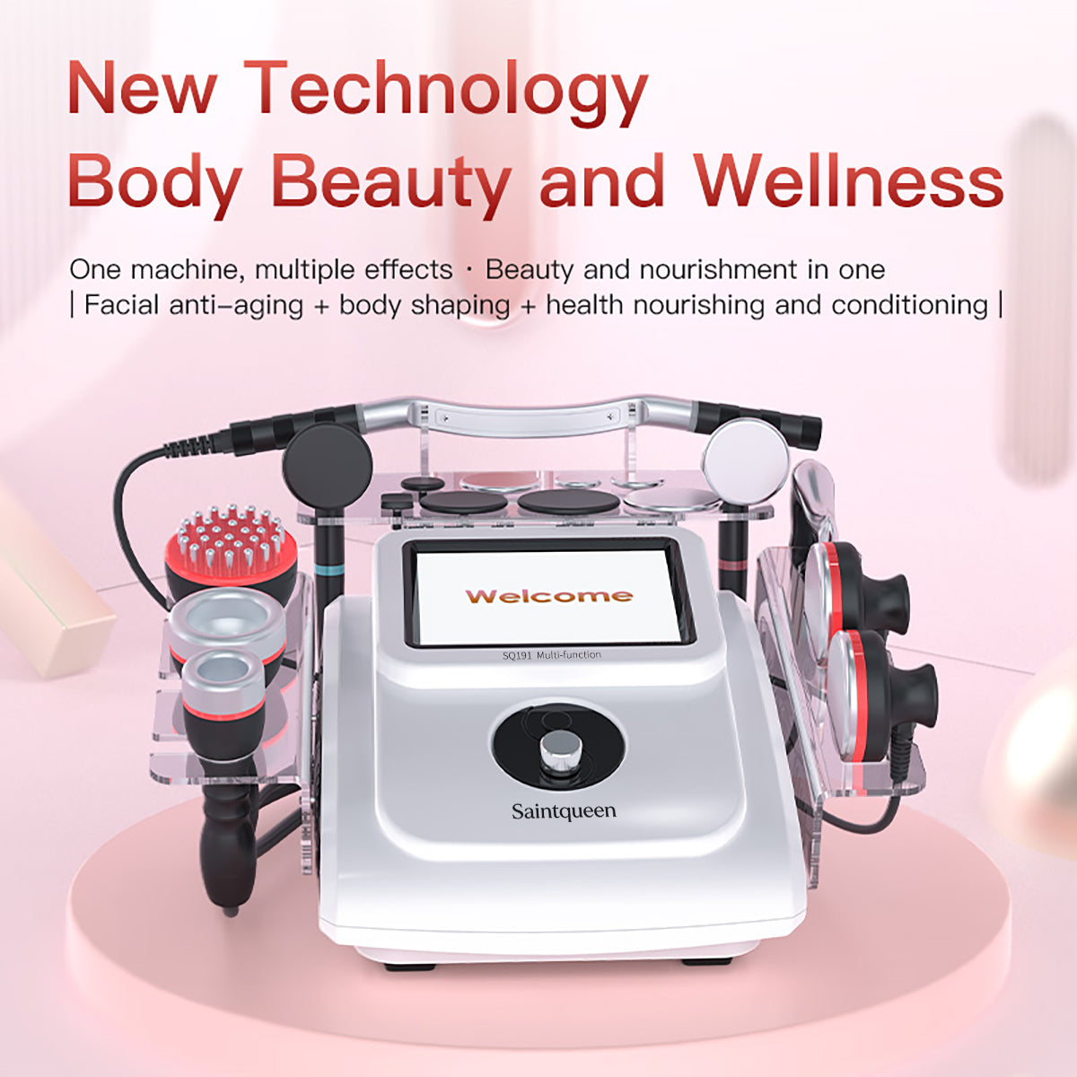 SQ191 8in1 448K Multi-Function Integrated Beauty Machine, Red Light Microcurrent Vacuum Heating Fascia Therapy Device for Salon Body Sculpting & Facial Skin Care