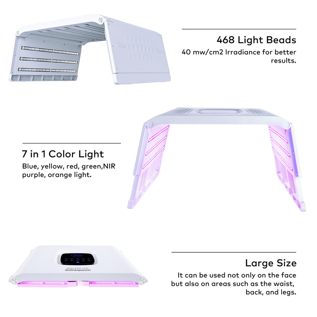 SQ22 Foldable Mini Space Capsule Full-Body, 7-Color 468 Beads LED Light Therapy Machine Light NIR Phototherapy Skin Rejuvenation with Time Temp Brightness Control
