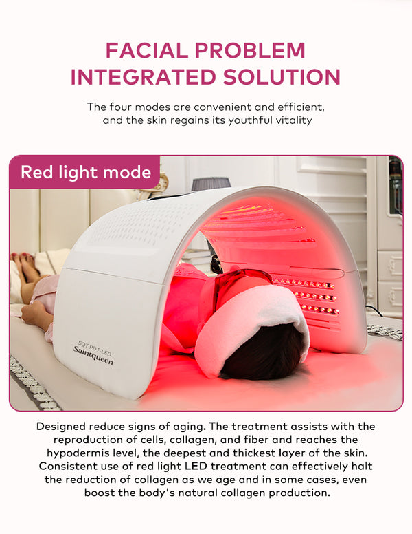 SQ7 LED Spectrometer Whitening Light Cabin TKC-2020DR, 360 Beads Red Blue Green Yellow 4-Colors Phototherapy Skin Rejuvenation Beauty Device with Time & Temperature Control