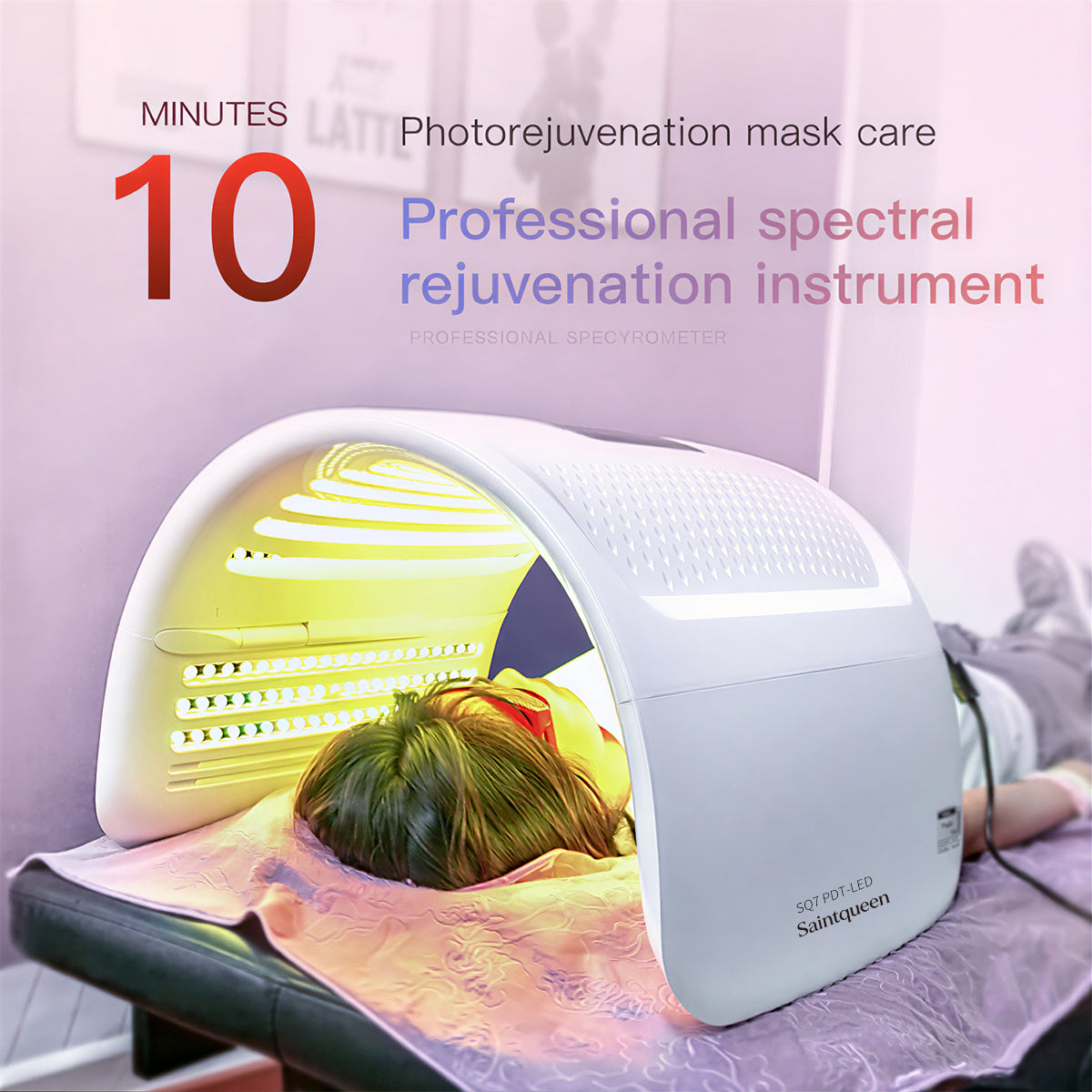 SQ7 LED Spectrometer Whitening Light Cabin TKC-2020DR, 360 Beads Red Blue Green Yellow 4-Colors Phototherapy Skin Rejuvenation Beauty Device with Time & Temperature Control