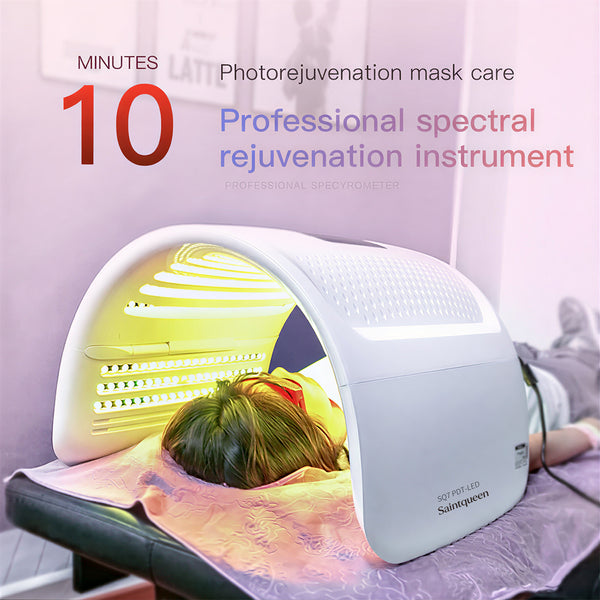 SQ7 LED Spectrometer Whitening Light Cabin TKC-2020DR, 360 Beads Red Blue Green Yellow 4-Colors Phototherapy Skin Rejuvenation Beauty Device with Time & Temperature Control