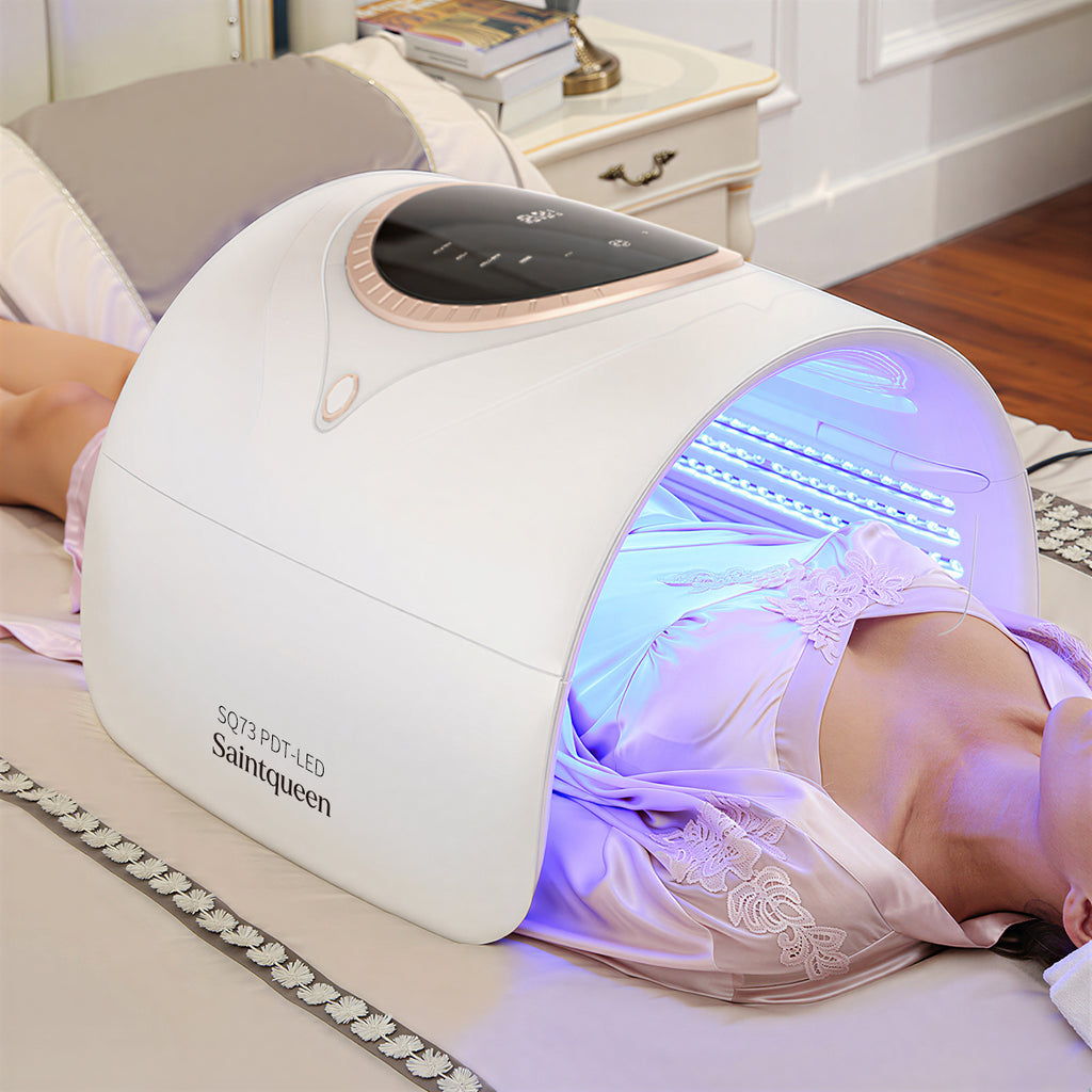 SQ73 Photodynamic Capsule Spectrometer, 360 Beads LED Light Therapy Machine, Red Blue Green Yellow 4-Color Photon Skin Rejuvenation Device With Hot Compress