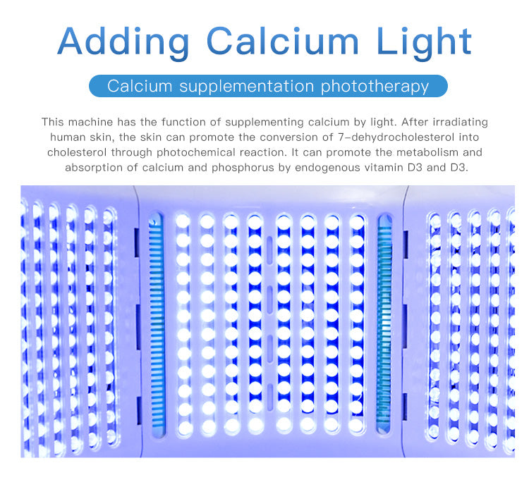SQ2 Foldable PDT LED Light Therapy Device, 264 Beads 7-Color Photodynamic Facial Body Skin Rejuvenation, Calcium Supplement Light, Low-Level LLLT Lamp