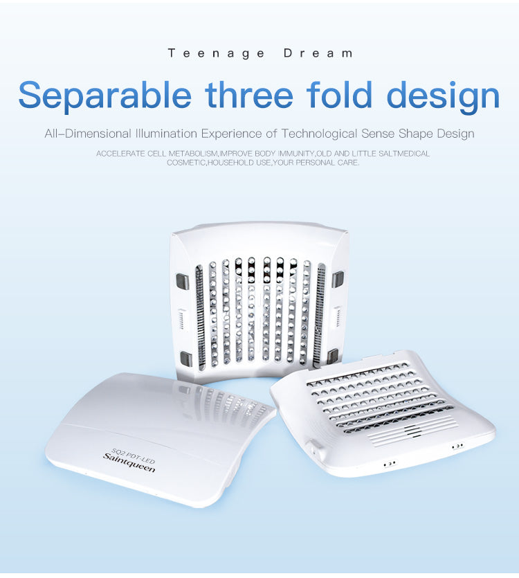 SQ2 Foldable PDT LED Light Therapy Device, 264 Beads 7-Color Photodynamic Facial Body Skin Rejuvenation, Calcium Supplement Light, Low-Level LLLT Lamp