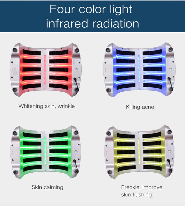 SQ3 4 Color Light Therapy Machine, PDT-2128DR RYGB LED Photon Facial Beauty Device with FIR Heating for Salon Home Skin Rejuvenation Care