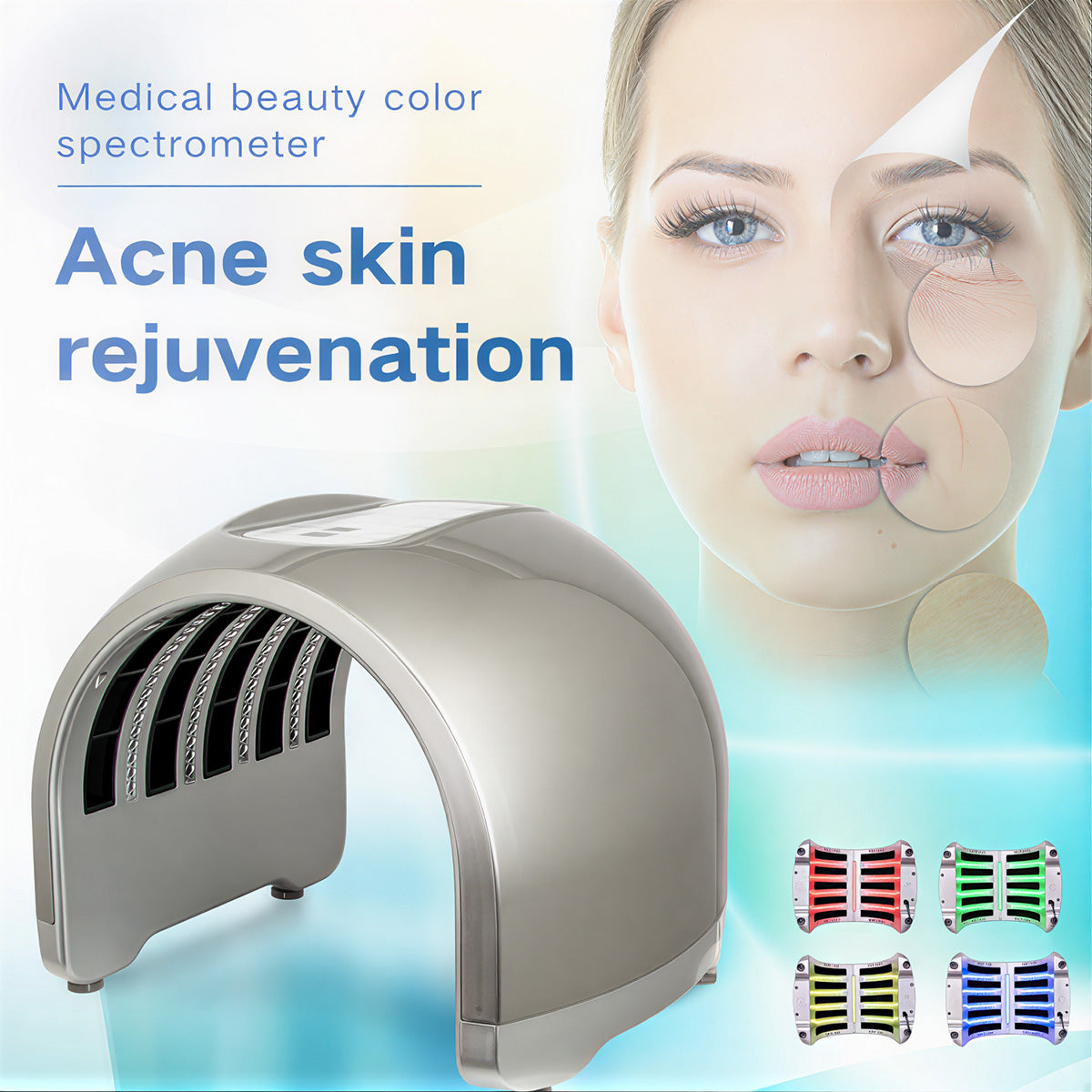 SQ3 4 Color Light Therapy Machine, PDT-2128DR RYGB LED Photon Facial Beauty Device with FIR Heating for Salon Home Skin Rejuvenation Care