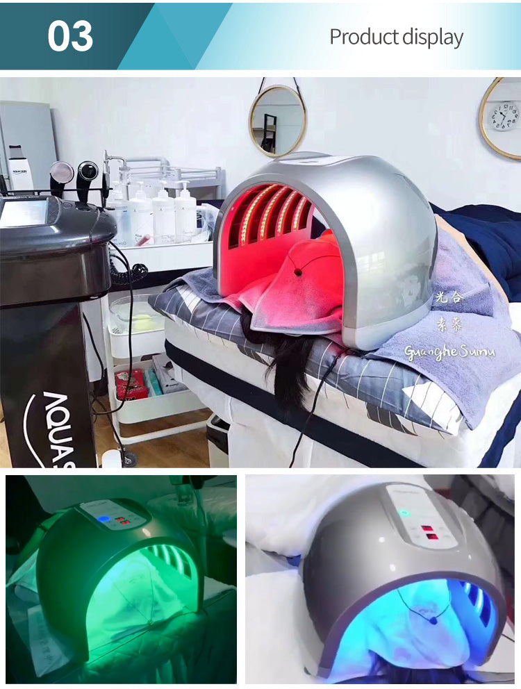 SQ3 4 Color Light Therapy Machine, PDT-2128DR RYGB LED Photon Facial Beauty Device with FIR Heating for Salon Home Skin Rejuvenation Care