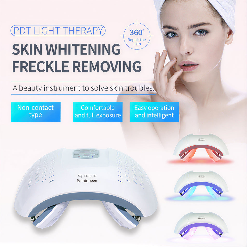 SQ1 LED Light Therapy Machine, 4-Color Red Blue Infrared Photon Device 292 Beads, Foldable PDT Facial Skin Beauty Machine for Skin Rejuvenation Acne Care