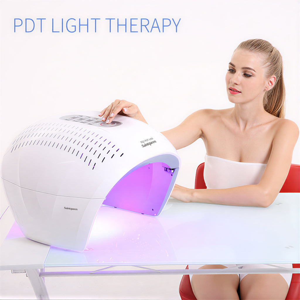 SQ1 LED Light Therapy Machine, 4-Color Red Blue Infrared Photon Device 292 Beads, Foldable PDT Facial Skin Beauty Machine for Skin Rejuvenation Acne Care
