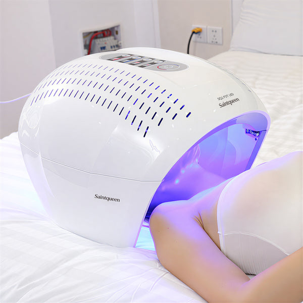 SQ1 LED Light Therapy Machine, 4-Color Red Blue Infrared Photon Device 292 Beads, Foldable PDT Facial Skin Beauty Machine for Skin Rejuvenation Acne Care