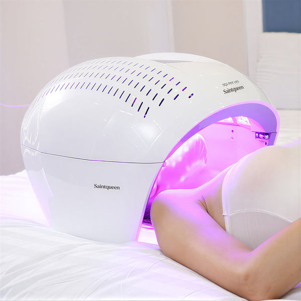 SQ1 LED Light Therapy Machine, 4-Color Red Blue Infrared Photon Device 292 Beads, Foldable PDT Facial Skin Beauty Machine for Skin Rejuvenation Acne Care