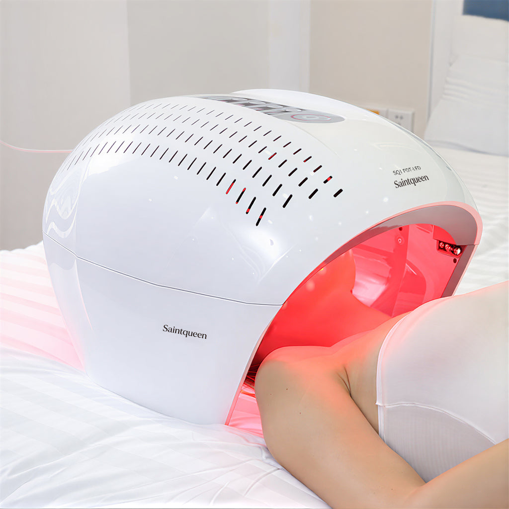 SQ1 LED Light Therapy Machine, 4-Color Red Blue Infrared Photon Device 292 Beads, Foldable PDT Facial Skin Beauty Machine for Skin Rejuvenation Acne Care