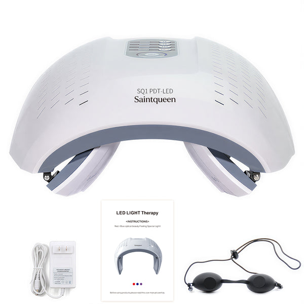 SQ1 LED Light Therapy Machine, 4-Color Red Blue Infrared Photon Device 292 Beads, Foldable PDT Facial Skin Beauty Machine for Skin Rejuvenation Acne Care
