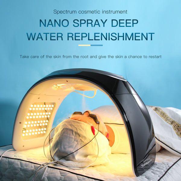 SQ77 184 Beads 7-Color LED Light Therapy Machine, EMS Microcurrent, Hot Compress, Nano Ultrasonic Spray & UV Light