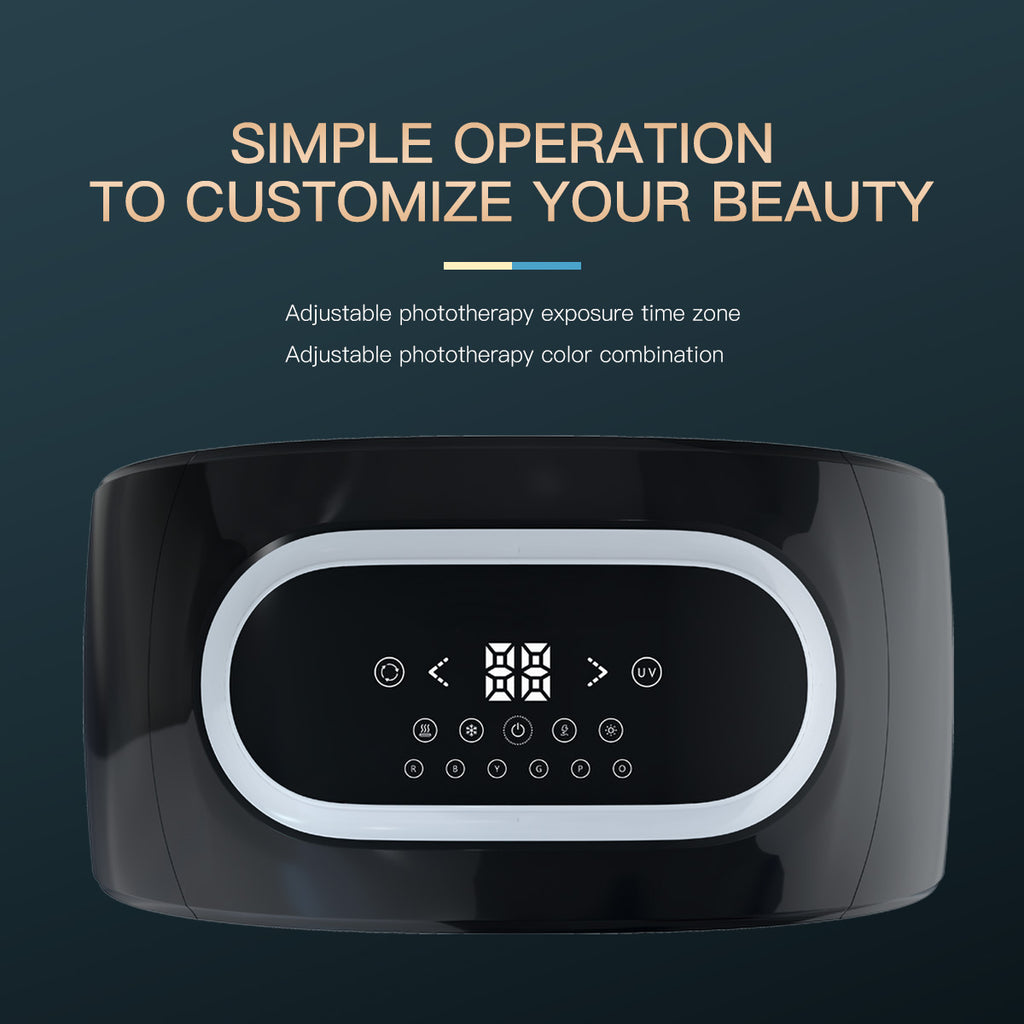 SQ77 184 Beads 7-Color LED Light Therapy Machine, EMS Microcurrent, Hot Compress, Nano Ultrasonic Spray & UV Light