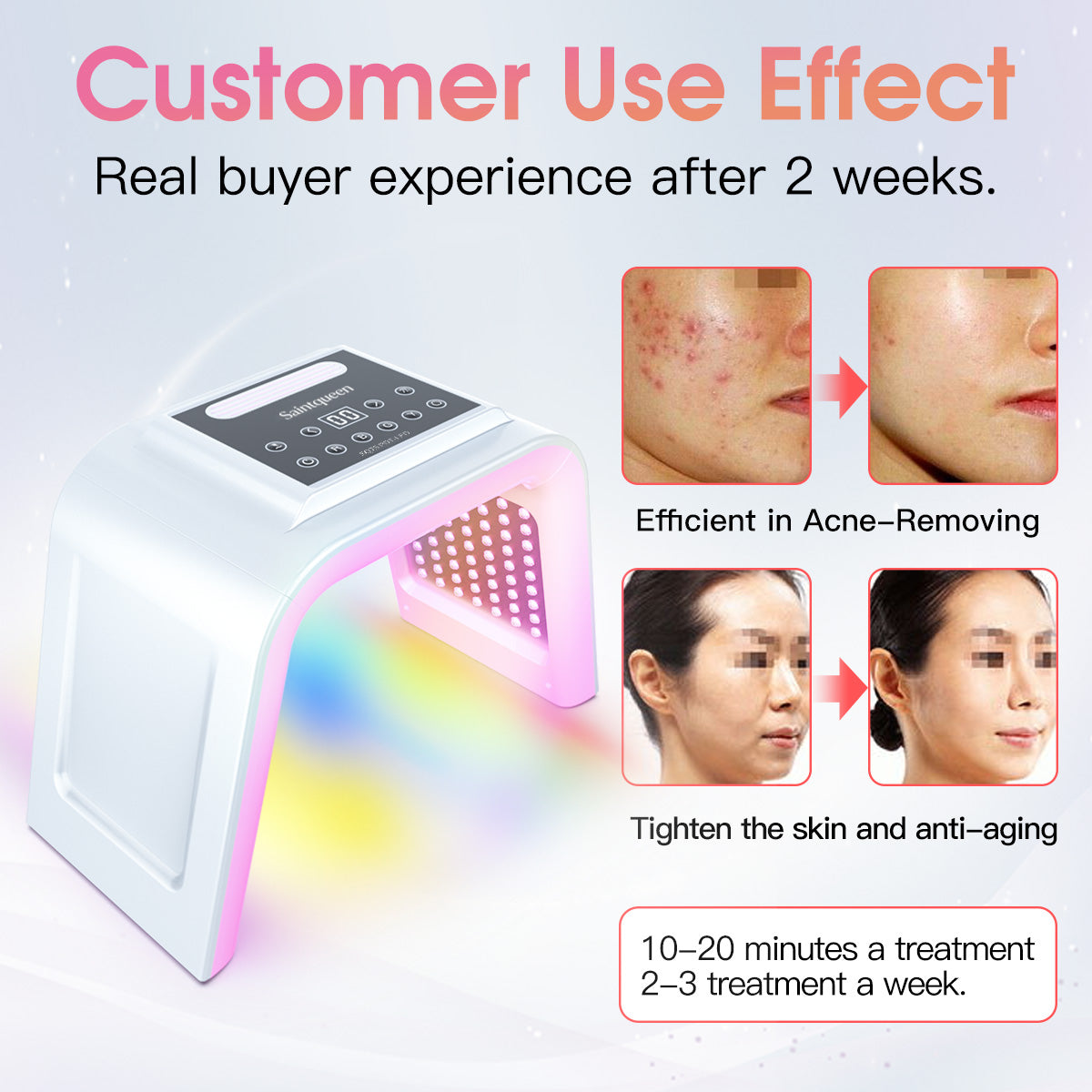 SQ75 170 Beads PDT Photon Therapy Machine,7-Color LED Light Skin Care Spectrometer Built-in Ultrasonic Nano Steam Mist for Face & Whole Body