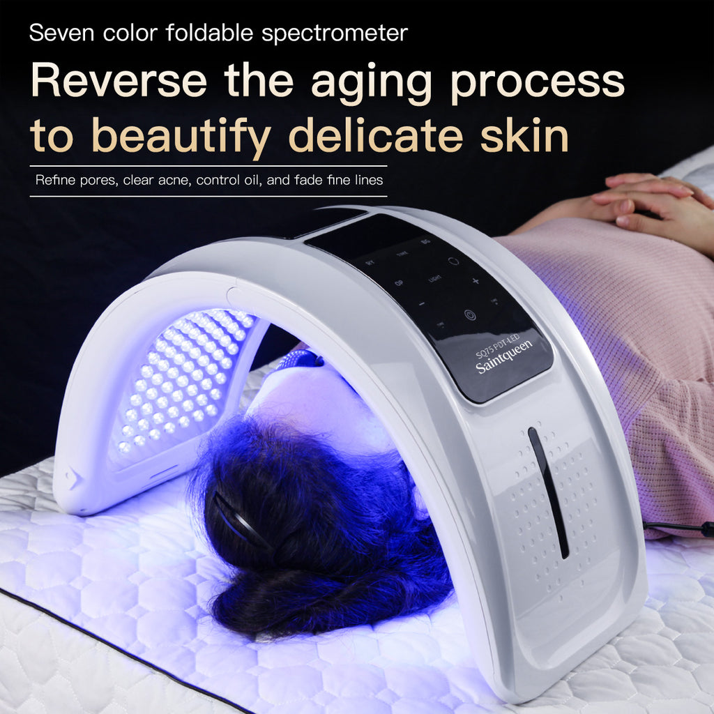 SQ93 PDT Light Therapy Machine 182 LED Beads 7-Color Red Blue Yellow Green Purple Orange Photon Lamp Facial Body Skin Rejuvenation Anti-Aging Acne Care