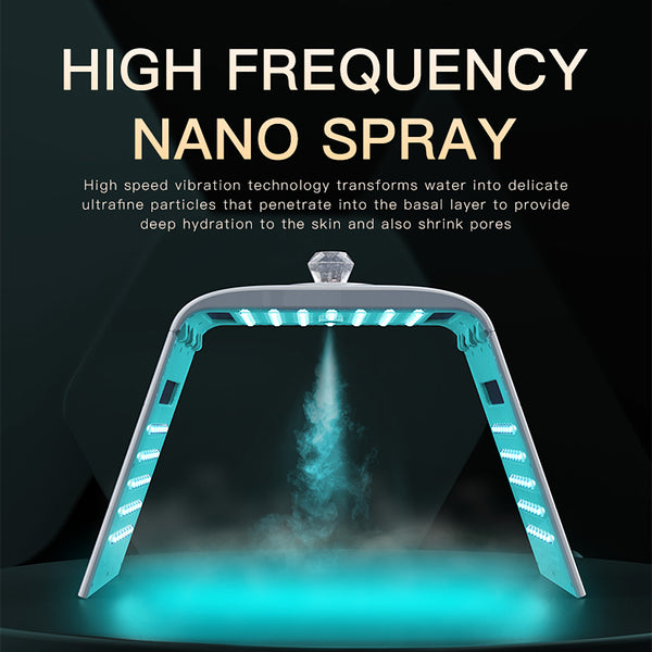 SQ125 7-Color PDT LED Light Therapy Spectrometer, 117 LED Beads Facial Skin Care Beauty Folding Machine with Ultrasonic Nano Spray & Hot Compress