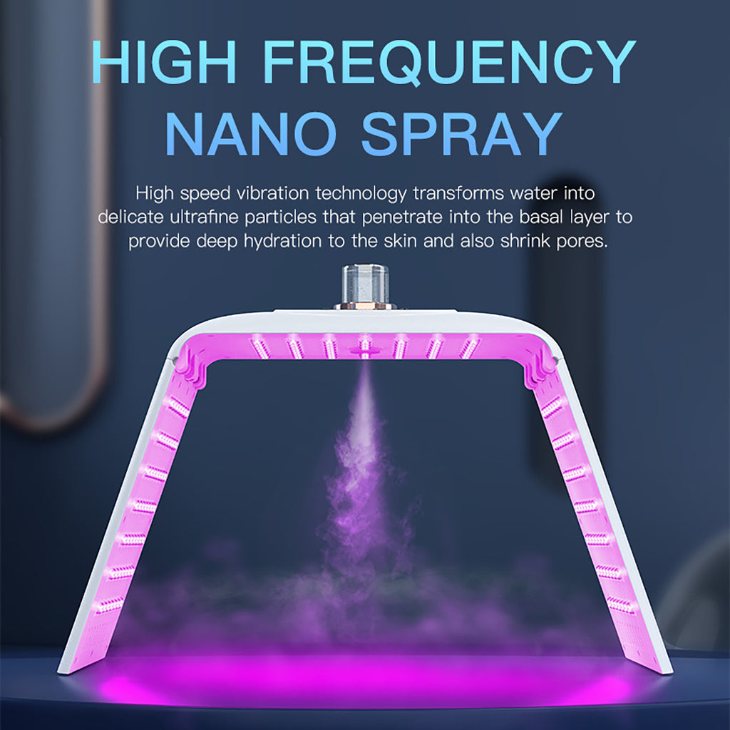 SQ122 LED Hydration Spectrometer 135 Beads 8-Color Light Therapy Machine With Nano Mist Spray, Foldable PDT Photon Facial Skin Rejuvenation