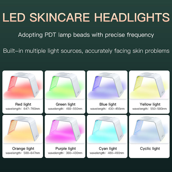 SQ132 7-Color Folding LED Spectrometer, 147 Beads Photon Light Therapy Device, 8 Light Modes Skin Rejuvenation Beauty Machine