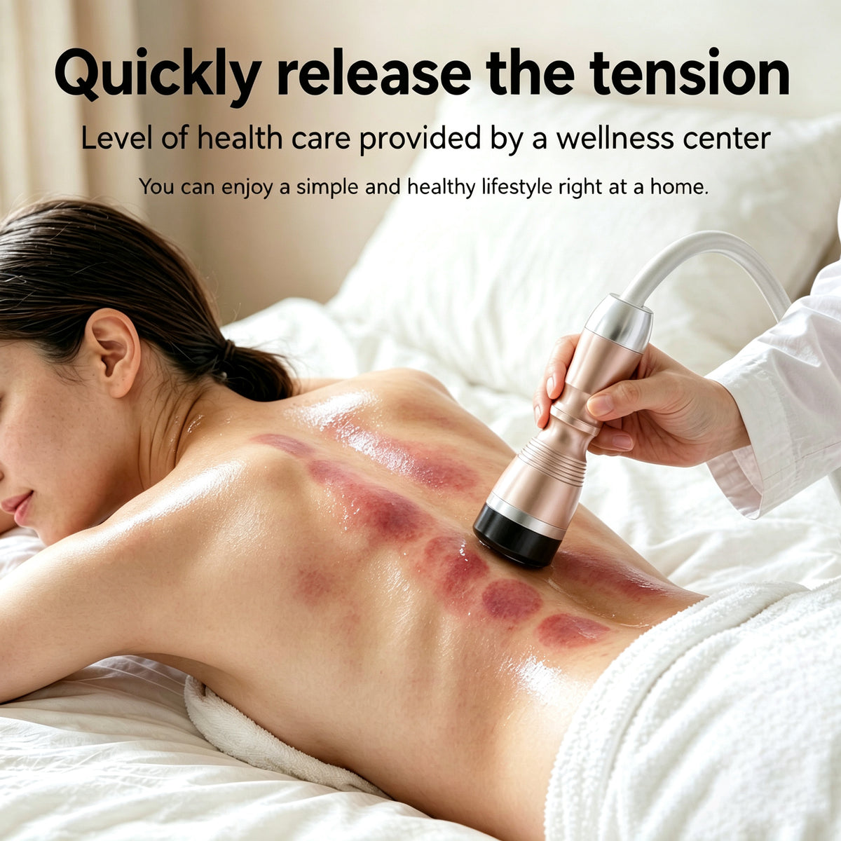 SQ68 Appareil de massage corporel à aspiration et chaleur, 4 embouts